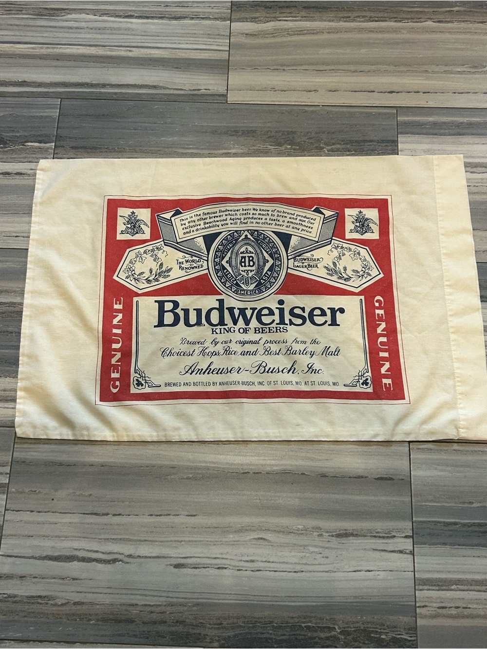 Sears Red and Cream Budweiser Logo Decorative Pillow Cover